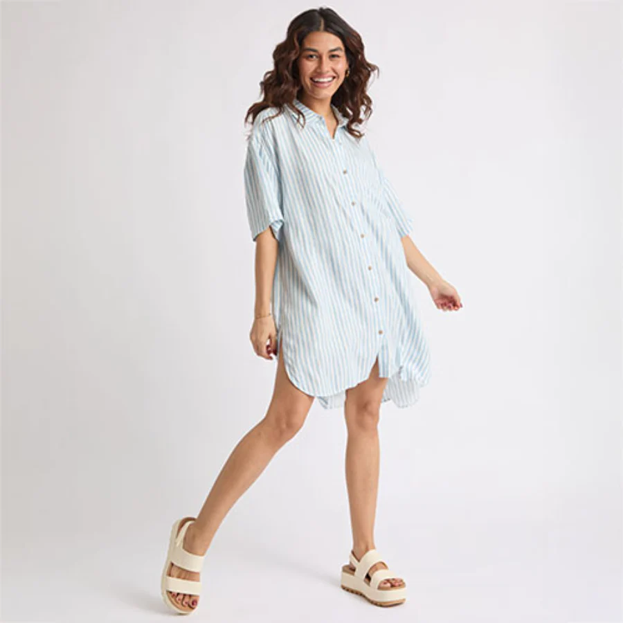 Ollie Striped Shirt Dress - Image 1